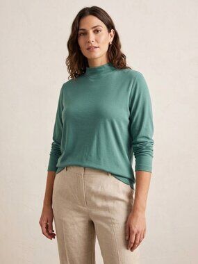 Vicki Wayne Sage Green Mock Neck Long Sleeve Top Size 1X Cotton Blend
